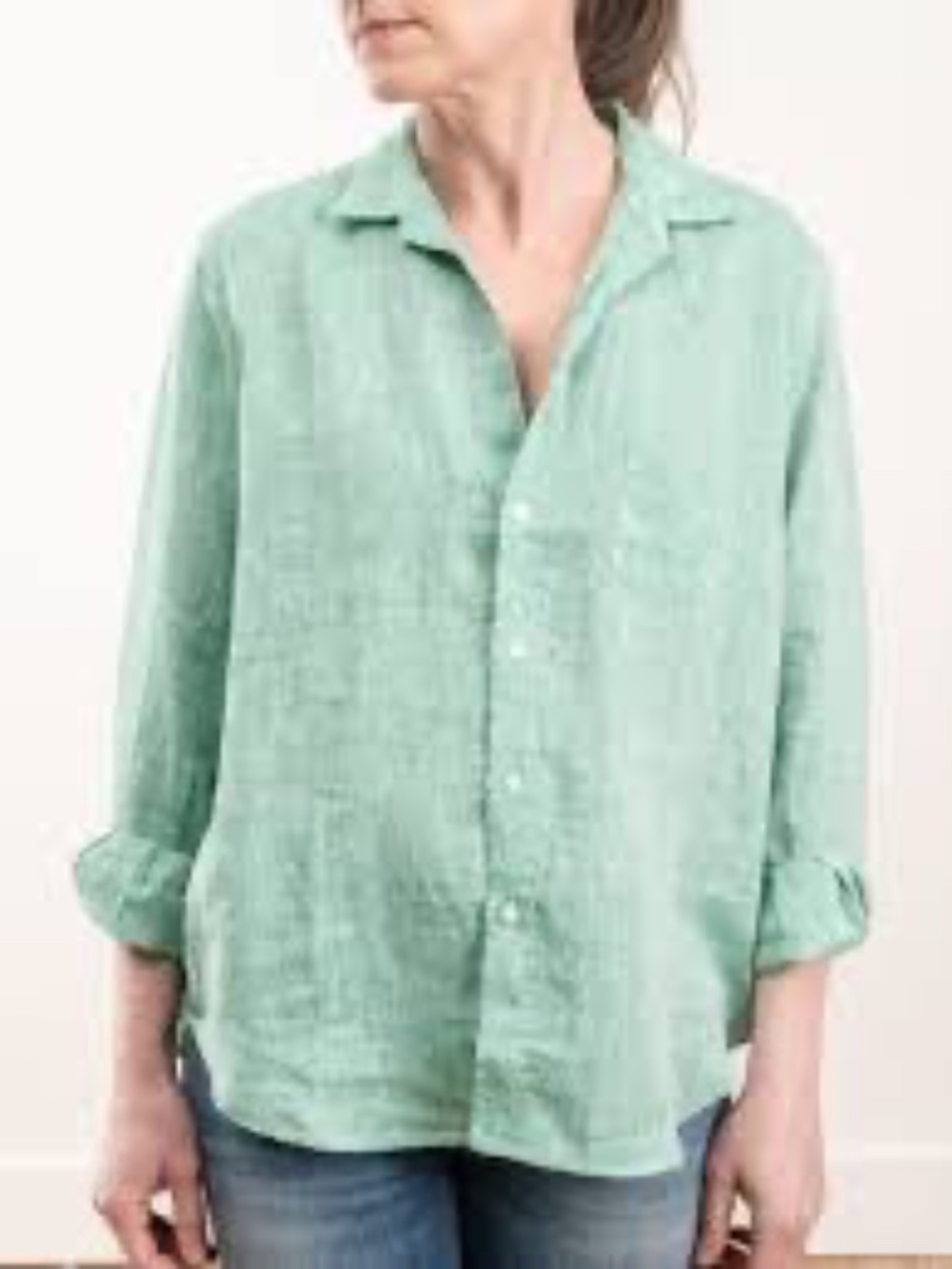 Frank and Eileen the Eileen linen button Up shirt Mint Green XS